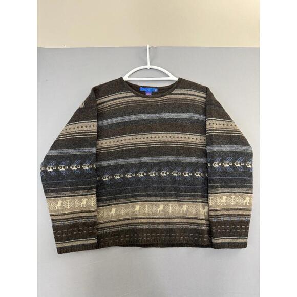 So Blue Sigrid Olson Wool Blend Pullover Sweater Women’s Large L Striped Aztec - Picture 1 of 5